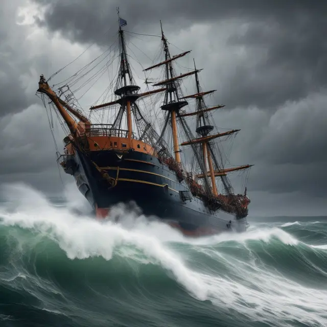 An essential services boat braves rough seas as committed personnel ensure continuity of services during a government shutdown.
