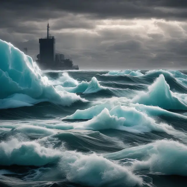 An image of a boat navigating choppy waters, with icebergs representing government shutdowns in the background. Investors are shown adjusting sails and monitoring key indicators to stay prepared.
