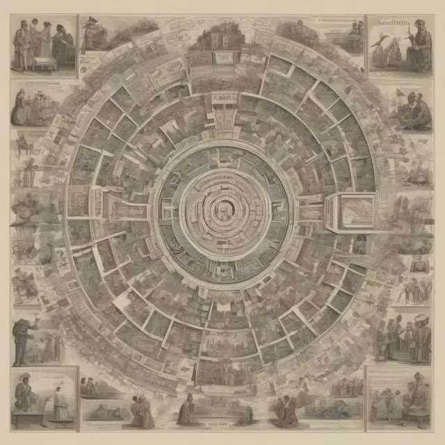 A vibrant, ever-changing mosaic illustrating the various economic sectors contributing to government purchases