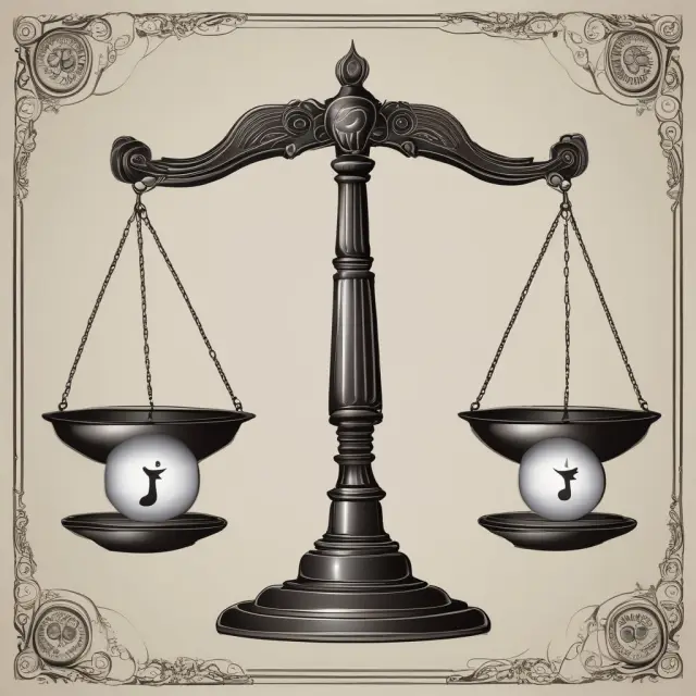 Scale balancing yin-yang symbols representing pros and cons of investing in government securities for institutional investors