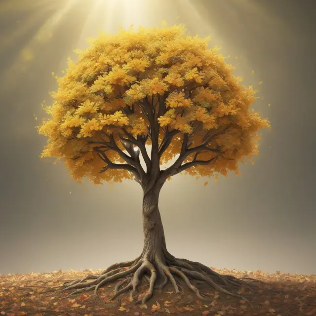 Tree with gradual gold leaf growth symbolizes employer