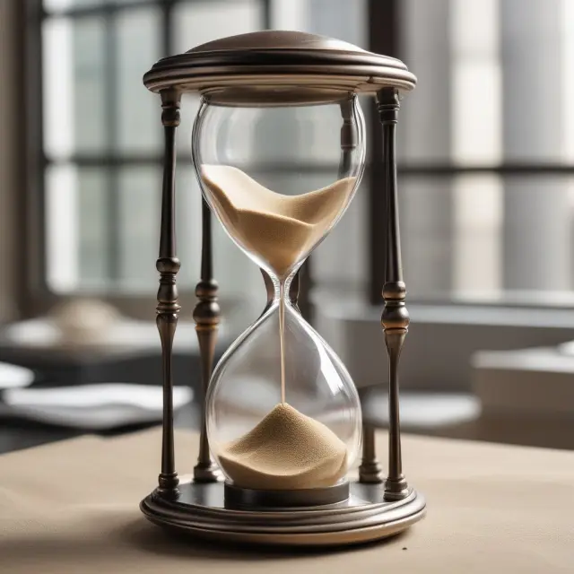 A federal clock pours hourglass sand into a retirement account, representing gradual vesting as per federal laws