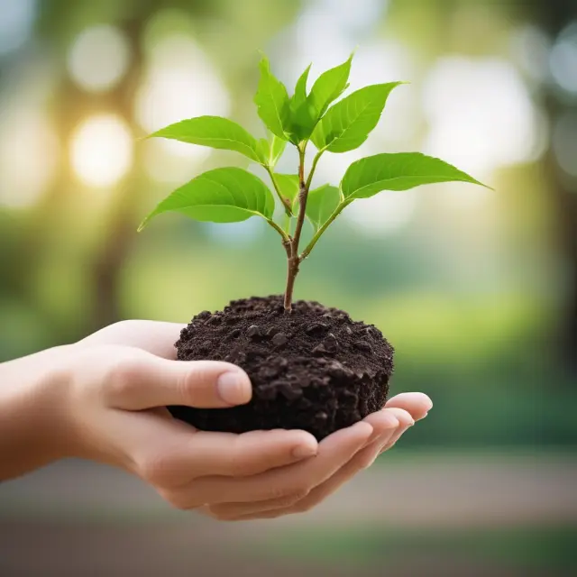 An FHA logo hand holding and guiding a small tree towards an elegant FHA-backed home with a graduated payment mortgage