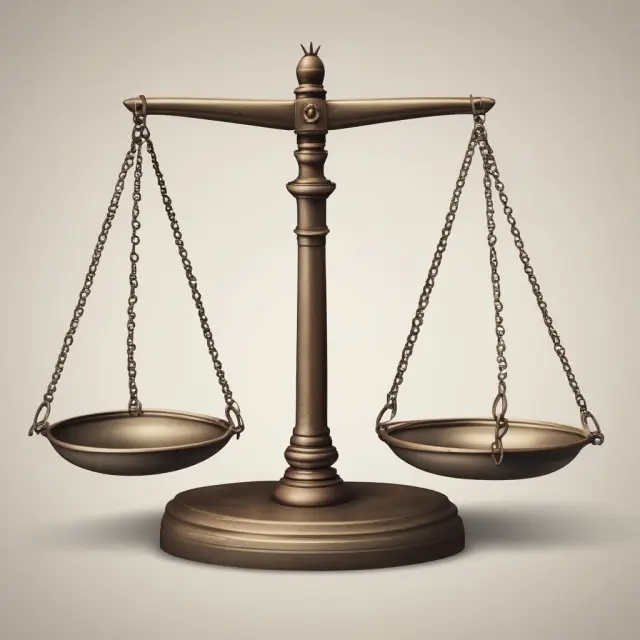 Two scales in equilibrium: one labeled 