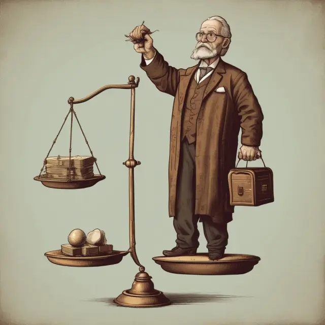 Government regulator ensuring fairness with grandfather clauses; balanced scale symbolizes equal treatment