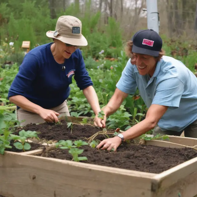 Image of a state official tending to a lush garden filled with blooming nonprofit plants, symbolizing the role of federal grants in fostering growth
