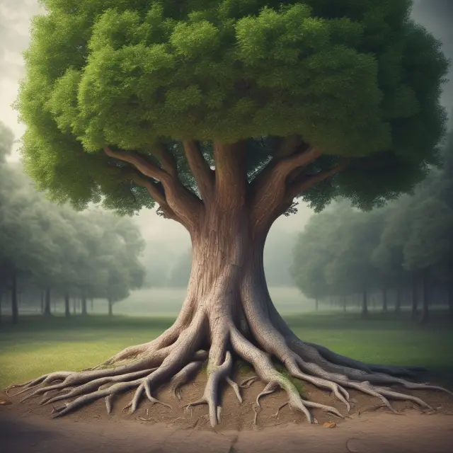 Tree symbolizing employee loyalty growing from commitment to vesting schedules and attractive exercise prices