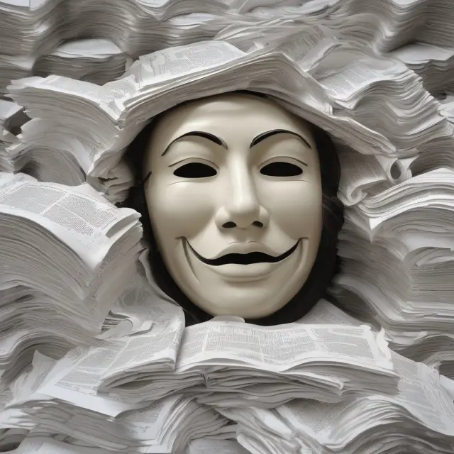 A golden grantee mask rises from a stack of papers, symbolizing the importance and ease of identifying grantees in various contexts