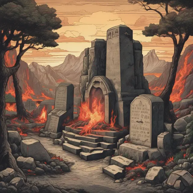 An image of a volcano emitting fiery trading volume during the formation of a gravestone doji, emphasizing its significance in predicting price reversals