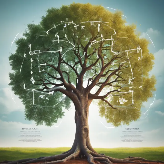 A sturdy tree with three interconnected pillars representing Governance, Risk Management, and Compliance, growing from the roots of transparency and accountability