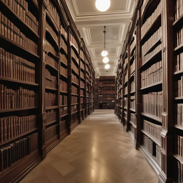 An image of an ornate library filled with shelves stacked high with books, each title representing a term from the GRC glossary