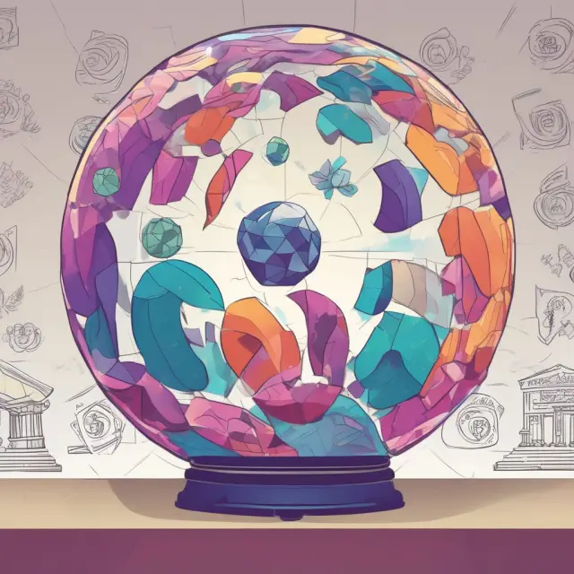 Kaleidoscope displaying test scores surrounding a crystal ball representing graduate programs and admission processes.