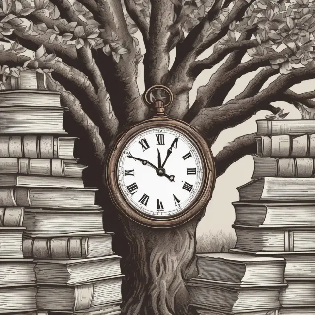 Image of a study room setting, featuring a clock symbolizing time management, a growing tree with books representing knowledge and learning, and ETS logos indicating access to valuable resources.