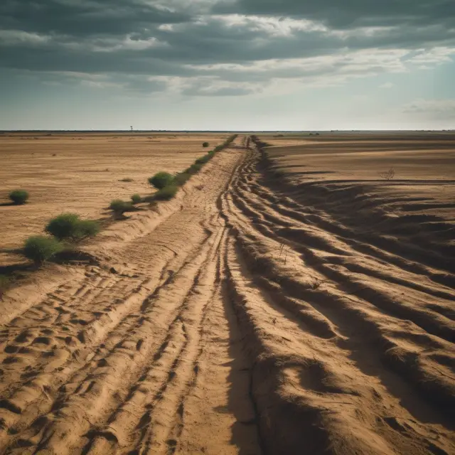 Image of a desolate landscape with barren fields and skeletal trees, representing the widespread impact of famine on agriculture