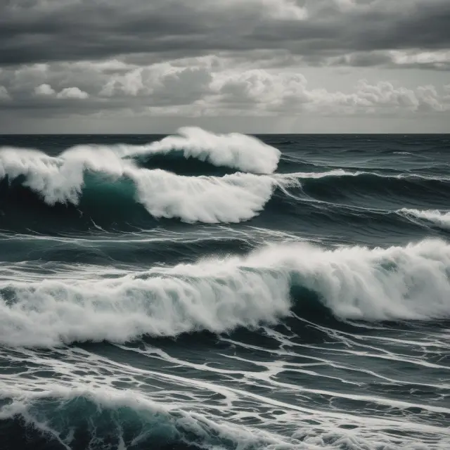 Image of a tranquil sea representing the Great Moderation period, with unexpected waves signifying the financial crisis