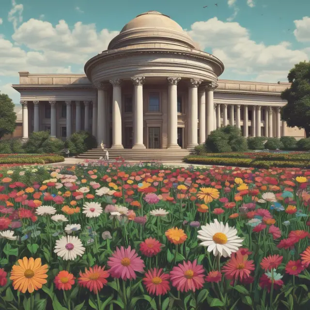 An image of a vibrant garden with flowers representing the Great Society