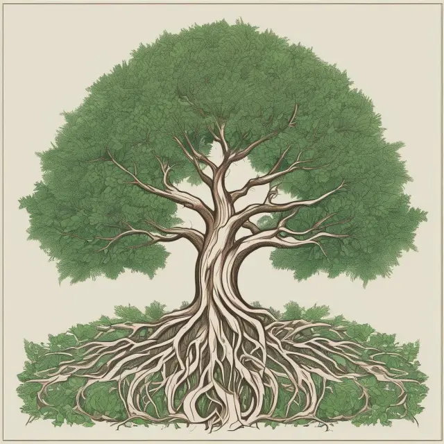 Image of a tree with green leaves and roots forming bonds, symbolizing the growth and impact of Green Bond investments in environmental projects