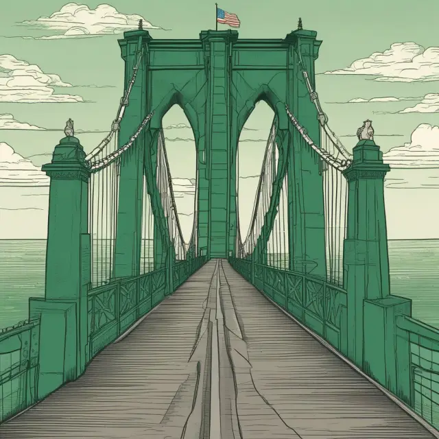 An image of a green card serving as a sturdy bridge, symbolizing the connection between immigrants