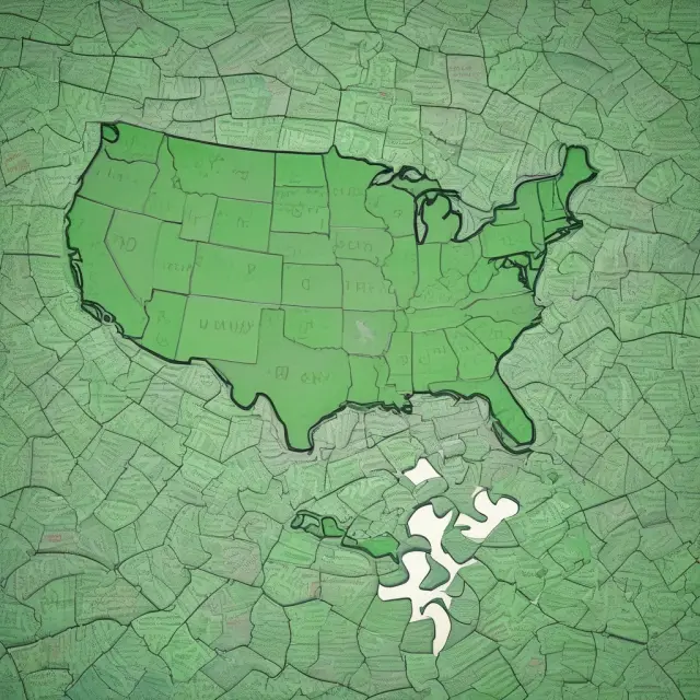 A green card puzzle piece interconnects with a complete map of U.S. Citizenship, symbolizing the journey and differences between Green Card holders and US Citizens