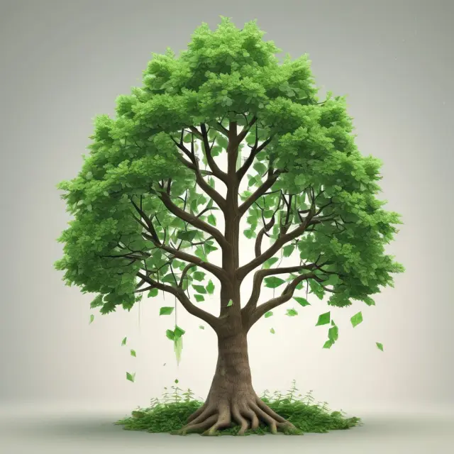 An eco-friendly tree with unsteady branches illustrating the volatility of green chip investments.