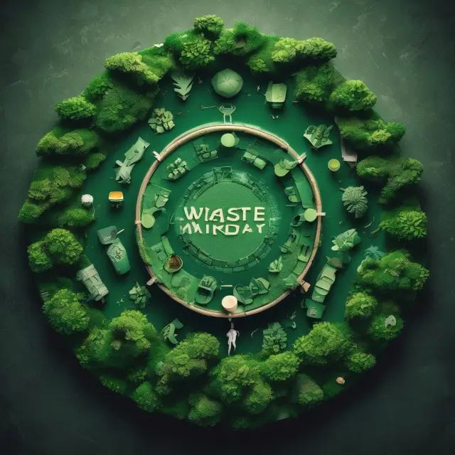 A visualization of green chip stocks in a circular economy, where different recycling materials flow from one sector to another, creating an endless loop of sustainable growth.