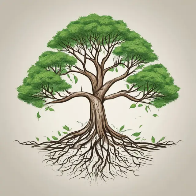 Organic tree symbolizing green marketing, with ESG criteria as its roots and socially responsible practices as its branches