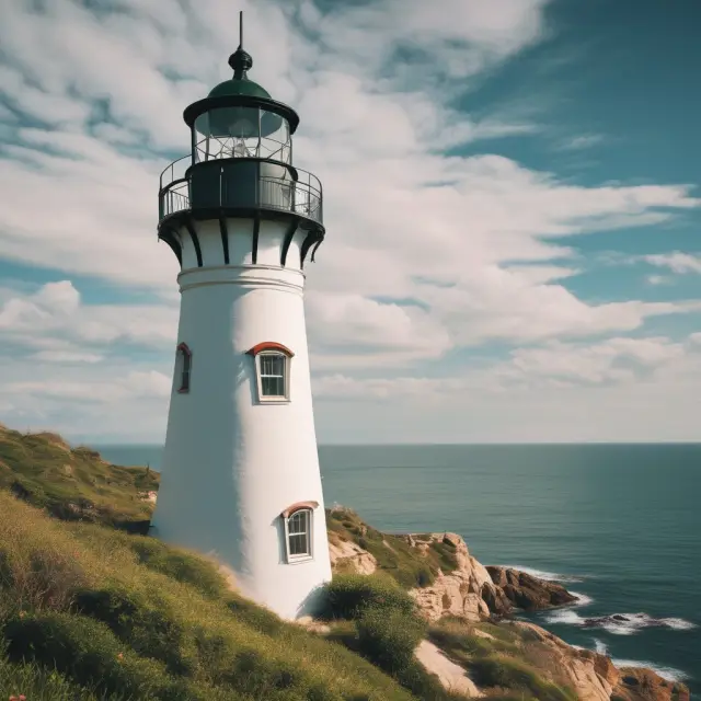 A lighthouse beaming eco-friendly knowledge through foggy consumer queries on green marketing