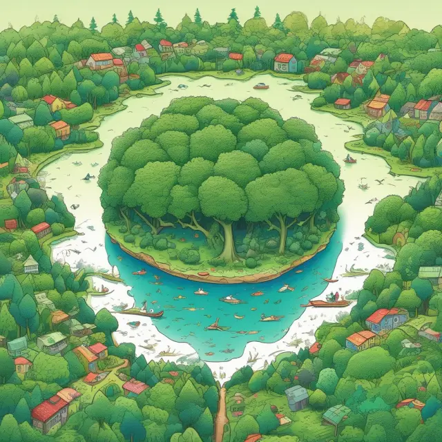A lush, thriving ecosystem teeming with various green financing options such as green bonds, loans, and guarantees.