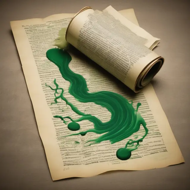 An old scroll with green ink depicting early U.S. paper money (greenbacks), illustrating their historical significance