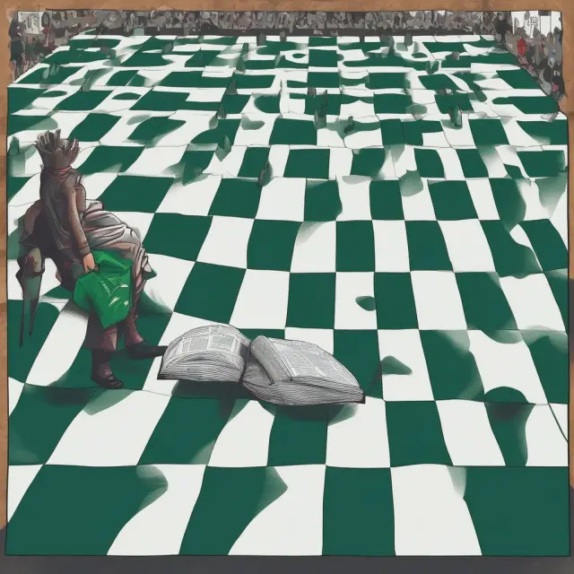 Green hands negotiating contracts amidst a chessboard of corporate laws and regulations