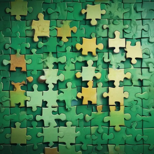 A jigsaw puzzle representing the accuracy of greensheets, with underwriter guards ensuring regulatory compliance.