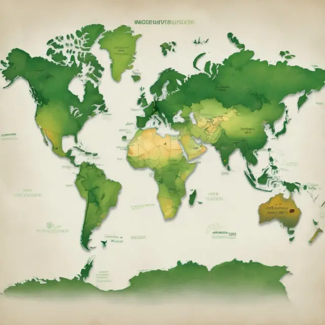 World map displaying varying degrees of eco-footprints representing regional greenwashing practices.