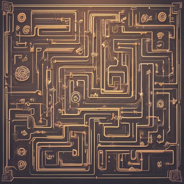 A complex maze of interconnected buy and sell orders in grid trading, representing the risks and challenges associated with this strategy