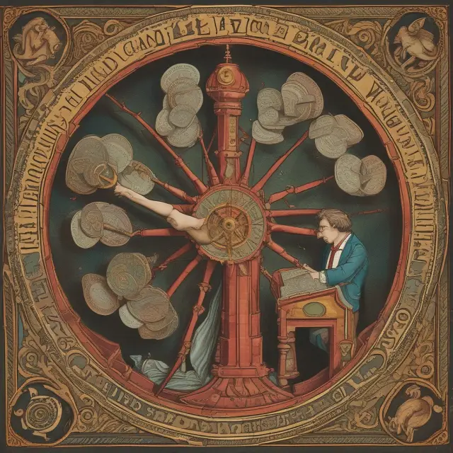 A patient investor meticulously grinding small profits from a fortune wheel, symbolizing the consistent returns and long-term wealth accumulation of this investment strategy