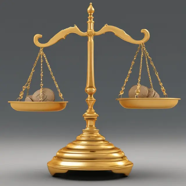 Golden scale with four pans representing management fees, administrative costs, and fee waivers/reimbursements balancing a larger golden Gross Expense Ratio scale.