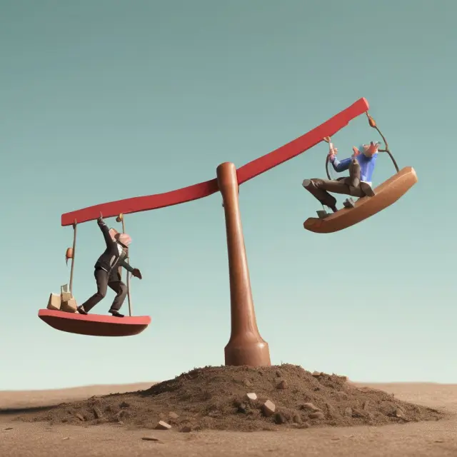 An image of a seesaw with a heavy mutual fund on one side and a light ETF on the other, illustrating their gross expense ratio differences.