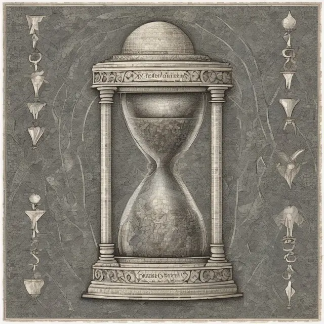 An intricate mosaic of hedge funds depicting their intertwined long and short positions within an hourglass form, illustrating the concept of gross exposure in finance