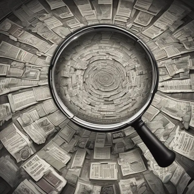 Magnifying glass examining diverse assets and borrowed capital, emphasizing the amplified risks and potential gains in investment strategies