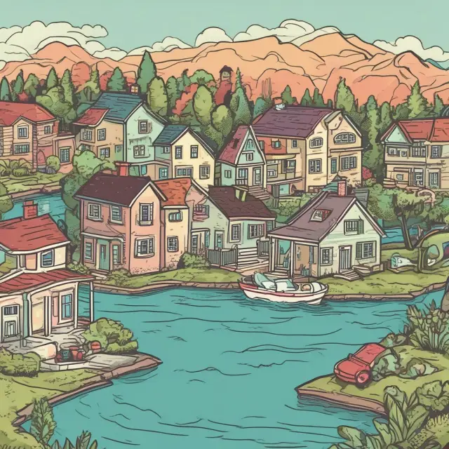 A winding riverbank filled with question mark quests represents FAQs about Gross Income Multiplier (GIM) in real estate investment.
