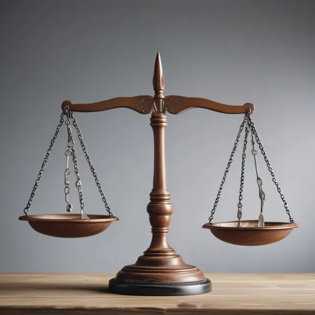 An image of a balanced scale with an insurance company