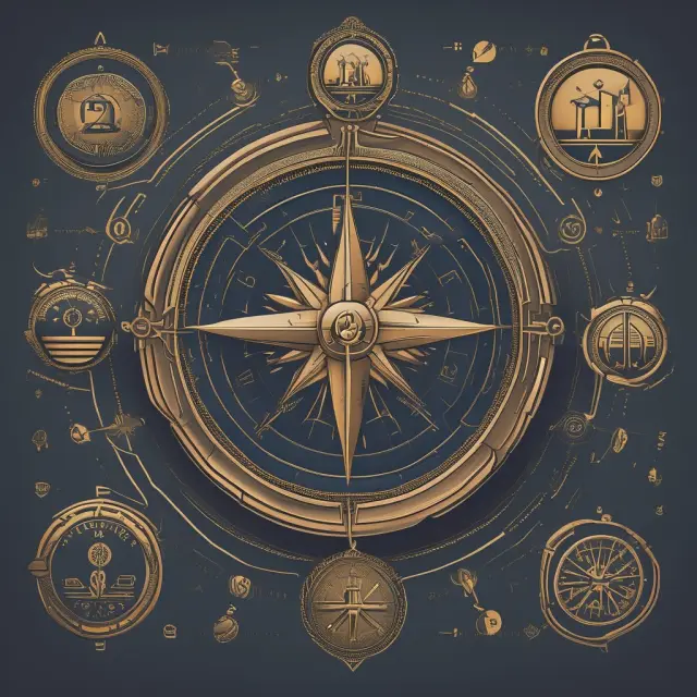 An investor holding a compass with gross merchandise value (GMV) symbol as the guiding star, sailing through an e-commerce market filled with various businesses