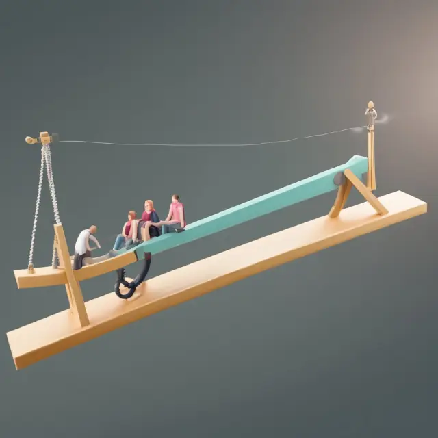 A see-saw balancing insurance policies on one side and reinsurance contracts on the other, representing risk transfer through gross net written premium income.