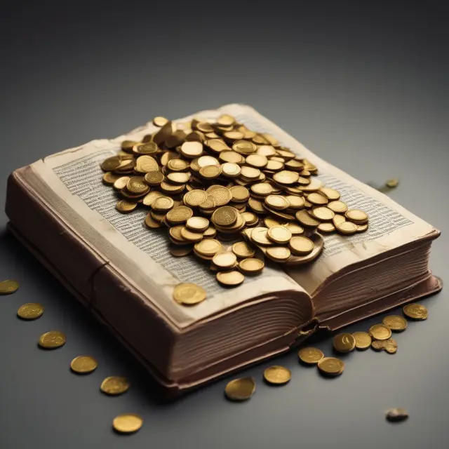An open ancient book overflowing with golden coins, representing an insurer