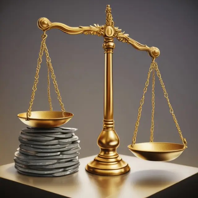 Scales compare gilded Gross Return to tarnished Net Return, symbolizing investment performance with costs.