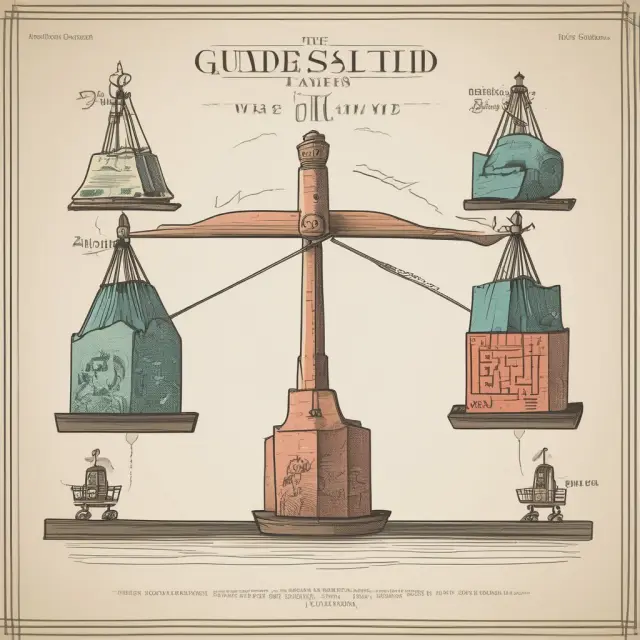 A see-saw with heavy blocks representing taxes and lighter blocks symbolizing subsidies, demonstrating the balance between Gross Value Added and Gross Domestic Product.