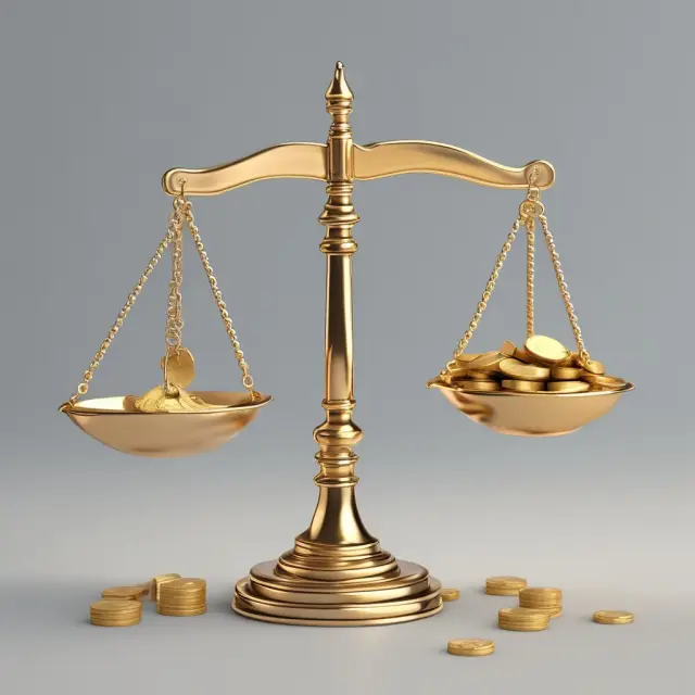 Gold scales tipping towards more coins representing business