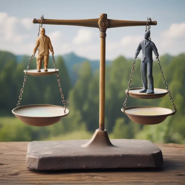 Person holding side of income scale, counterbalanced by examples of personal and business gross earnings.