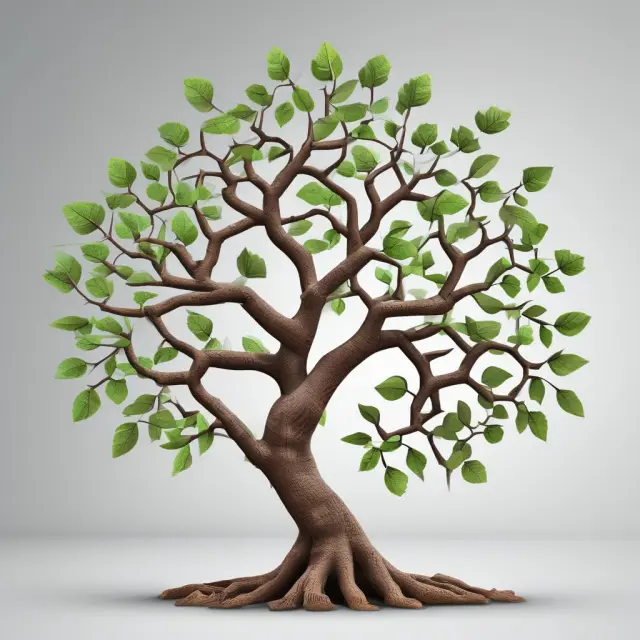 A tree with three branches: one labeled 