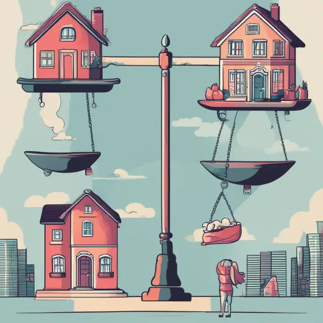 Visualizing GDS and TDS ratios as balancing scales, emphasizing the importance of managing housing costs and overall debt obligations to secure mortgage approval