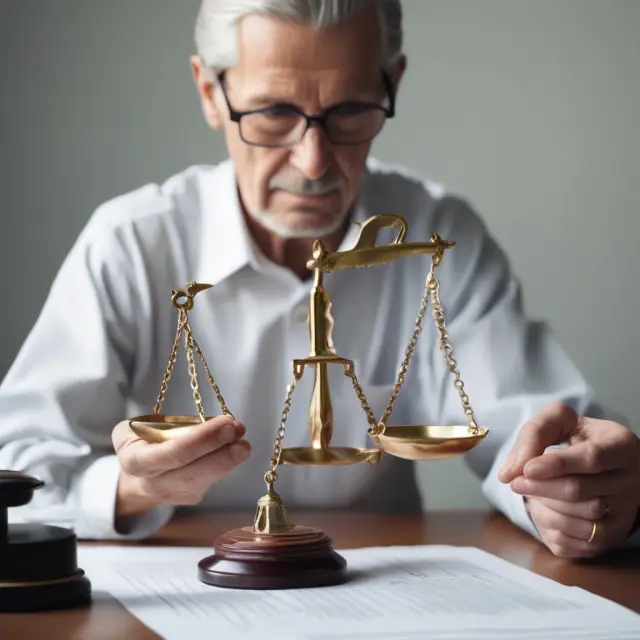 An executor, represented as a balanced figure, appraises various assets on scales, symbolizing the determination of gross estate value